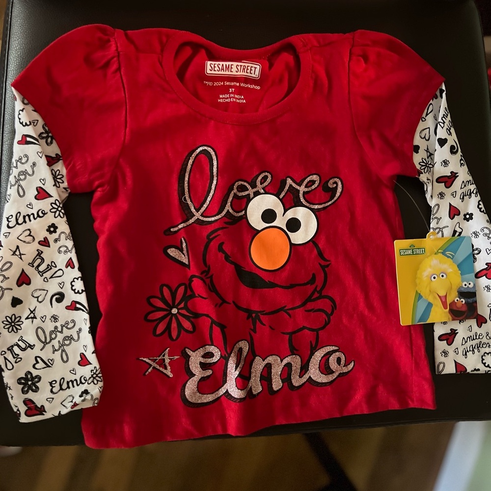 Sesame Street Red Love Elmo Long Sleeve Tee